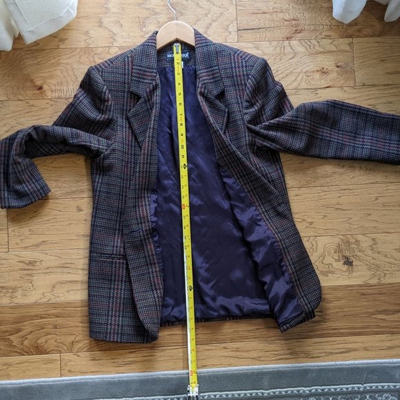 Sag Harbor Petite Wool Oversized Blazer Brown Plaid Vintage 10 Small 10P 6 - Picture 12 of 14